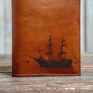 Handmade Leather Journal | Personalized Leather Notebook | A6 Sketchbook | Gift | In Blue Handmade | Aquatic and nautical series 4