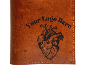 CUSTOM Leather Journal | A6 paper size | Handmade Leather Personalized Journal | Your logo | Your image | In Blue Handmade