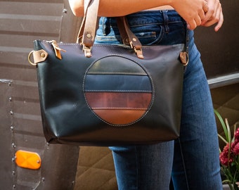 Handmade Leather Purse | Leather Tote Bag | The California Sun 70's Bowler Bag