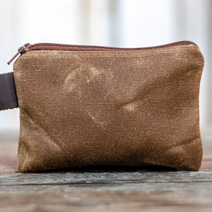 Cartera pequeña impermeable con cremallera de lona encerada hecha a mano / Monedero / Hecho en EE. UU. imagen 3