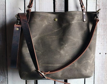 Waxed Canvas Tote | Canvas Tote Bag | Crossbody Bag | Large | Made in USA | The Original Minimalist