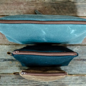 Cartera pequeña impermeable con cremallera de lona encerada hecha a mano / Monedero / Hecho en EE. UU. imagen 5