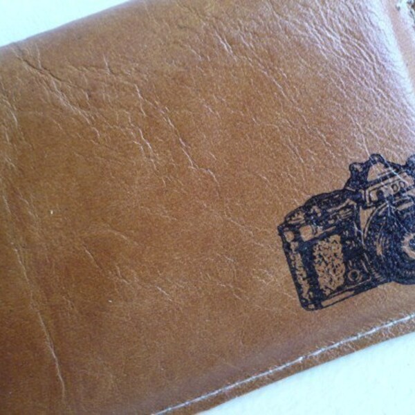 small leather card wallet handprinted for you