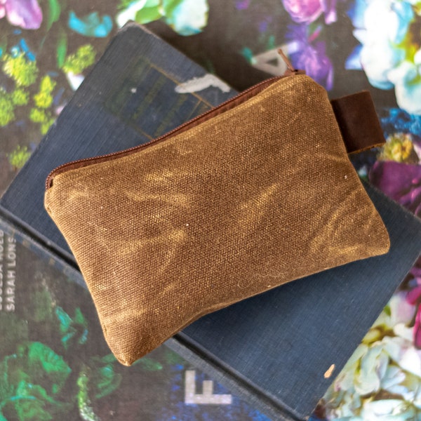 Made in USA | Waxed  Canvas Pencil Pouch |  Change Pouch | Zipper Pouch