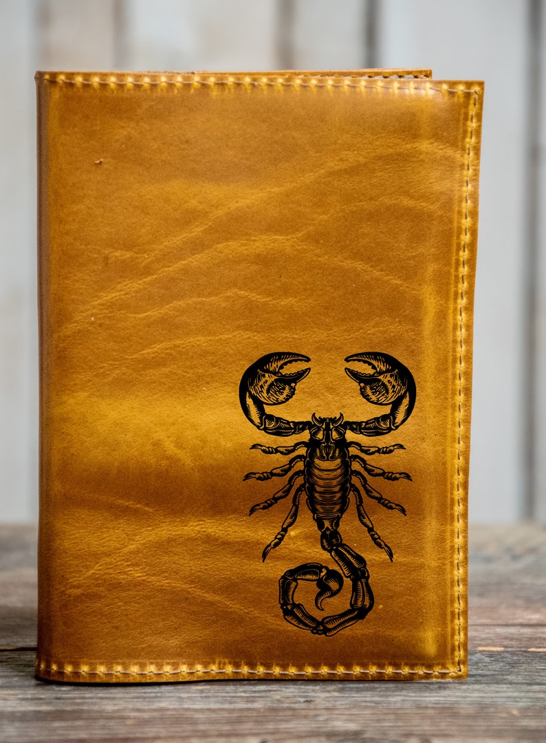 Handmade Leather Journal Personalized Leather Notebook A6 Sketchbook Gift In Blue Handmade the Dark Side Series 6 scorpion