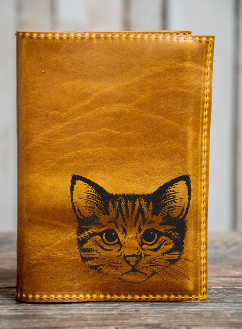 Handmade Leather Journal Personalized Leather Notebook A6 Sketchbook Gift In Blue Handmade Animals Series 5 image 3