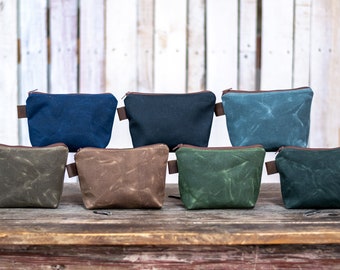 Bolsa de lona encerada con cremallera hecha a mano / Bolsa para herramientas multiusos / Bolsa para herramientas resistente al agua en tres tamaños / Envío gratuito a EE. UU. en pedidos superiores a 35