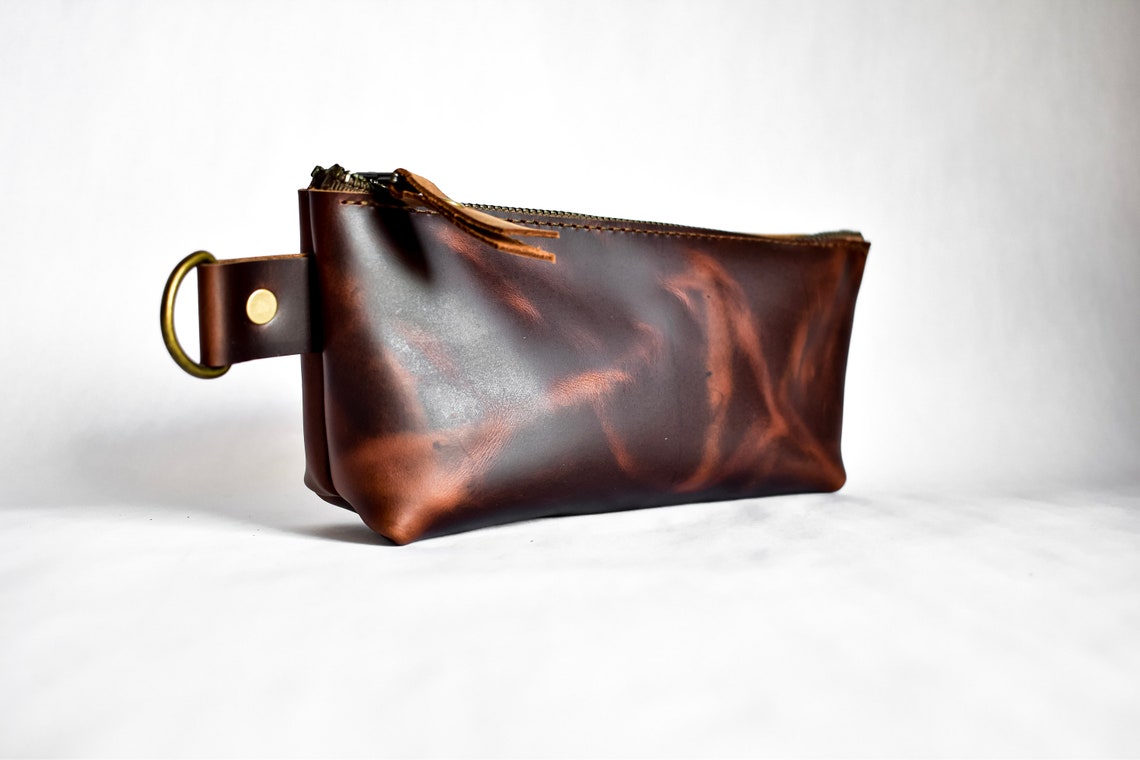Made in USA Leather Zipper Bag Leather Pencil Pouch Etsy