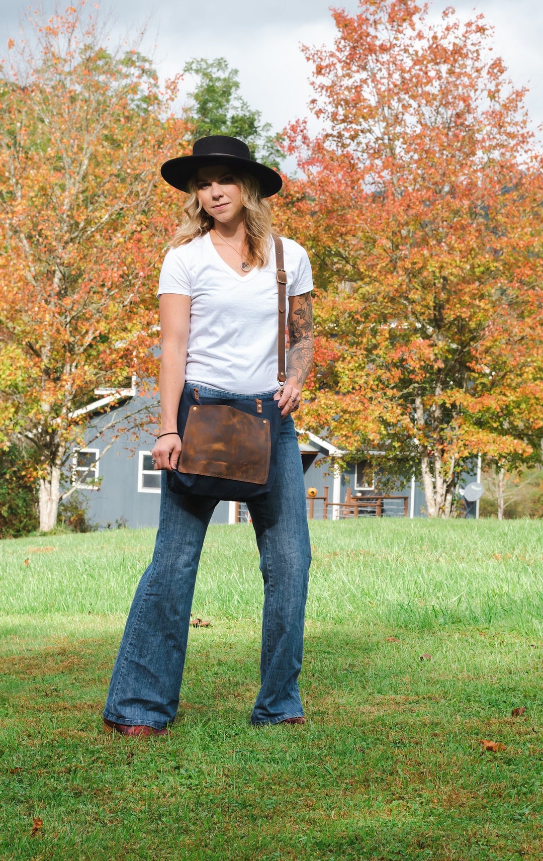 White Sinia woven-panel leather cross-body bag