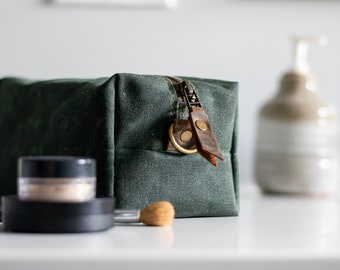 Dopp-kit van gewaxt canvas | Make-up Tas | Scheerset | Reiskoffer | Gemaakt in de VS