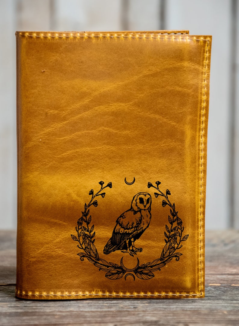 Handmade Leather Journal Personalized Leather Notebook A6 Sketchbook Gift In Blue Handmade Animals Series 5 owl