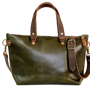Handmade Leather Purse Leather Tote Bag The Bowler Bag Jade Green