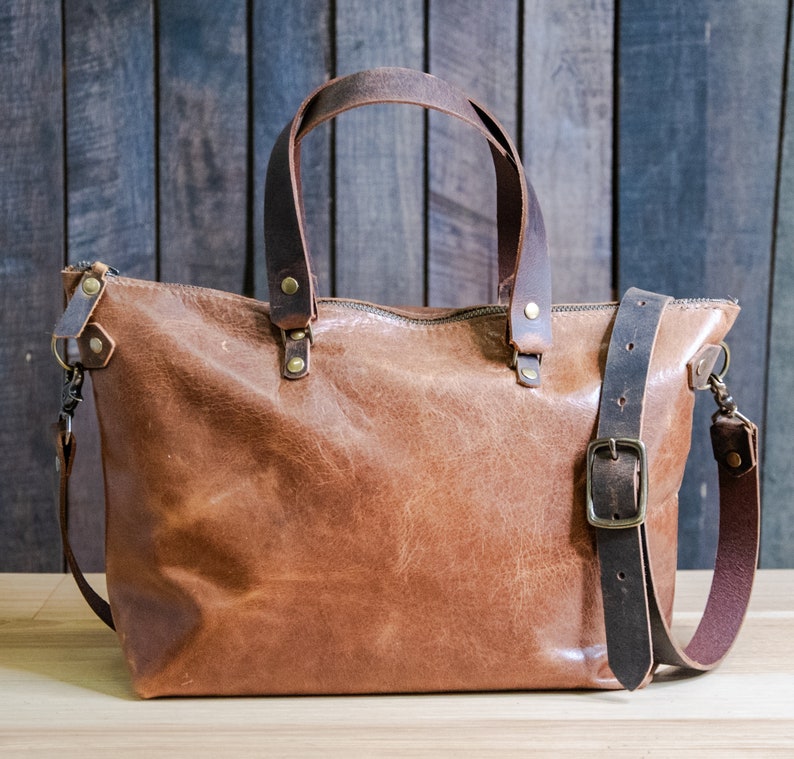 Handmade Leather Purse Leather Tote Bag The Bowler Bag image 9