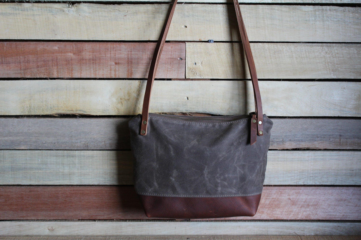 Waxed Canvas tote Small zipper purse crossbody zipper bag Etsy