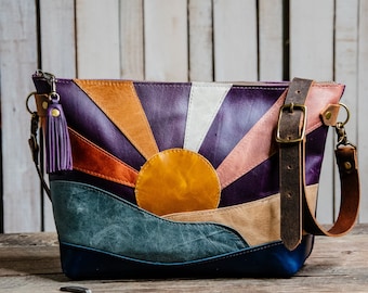 The Purple Rain Mountain To Ocean Medium Eco-Tanned Bowler | Limited Run Brand New Eco-Friendly Leather | Leather Tote Bag
