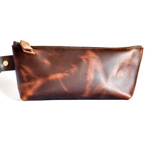 Leather Zipper Bag | Leather Pencil Pouch | Makeup Bag | Made in USA