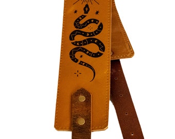 Personalized Leather Guitar Strap |  Handmade Banjo Strap  | Made in USA | Snake