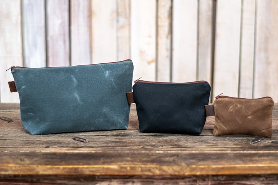 Made in USA New Waxed Canvas Pouch, Popular Zipper Pouch, Tool Pouch 