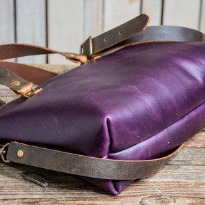 LIMITED RUN Purple Rain Medium Leather Bowler, Eco-friendly and made in the USA