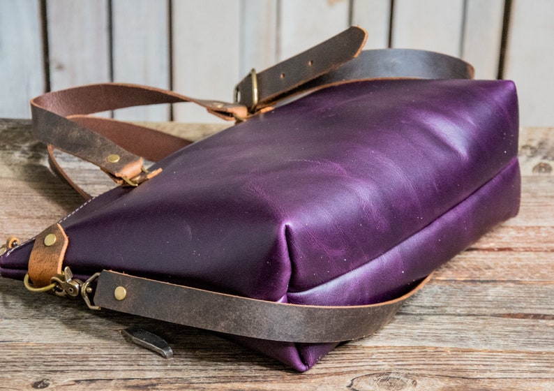 LIMITED RUN Purple Rain Medium Leather Bowler, Eco-friendly and made in the USA