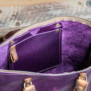 LIMITED RUN Purple Rain Medium Leather Bowler, Eco-friendly and made in the USA