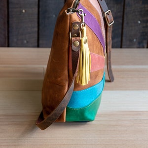 Mountain Ocean | small tote | Chestnut | Zip + Tassel | Eco Friendly Leather Bag