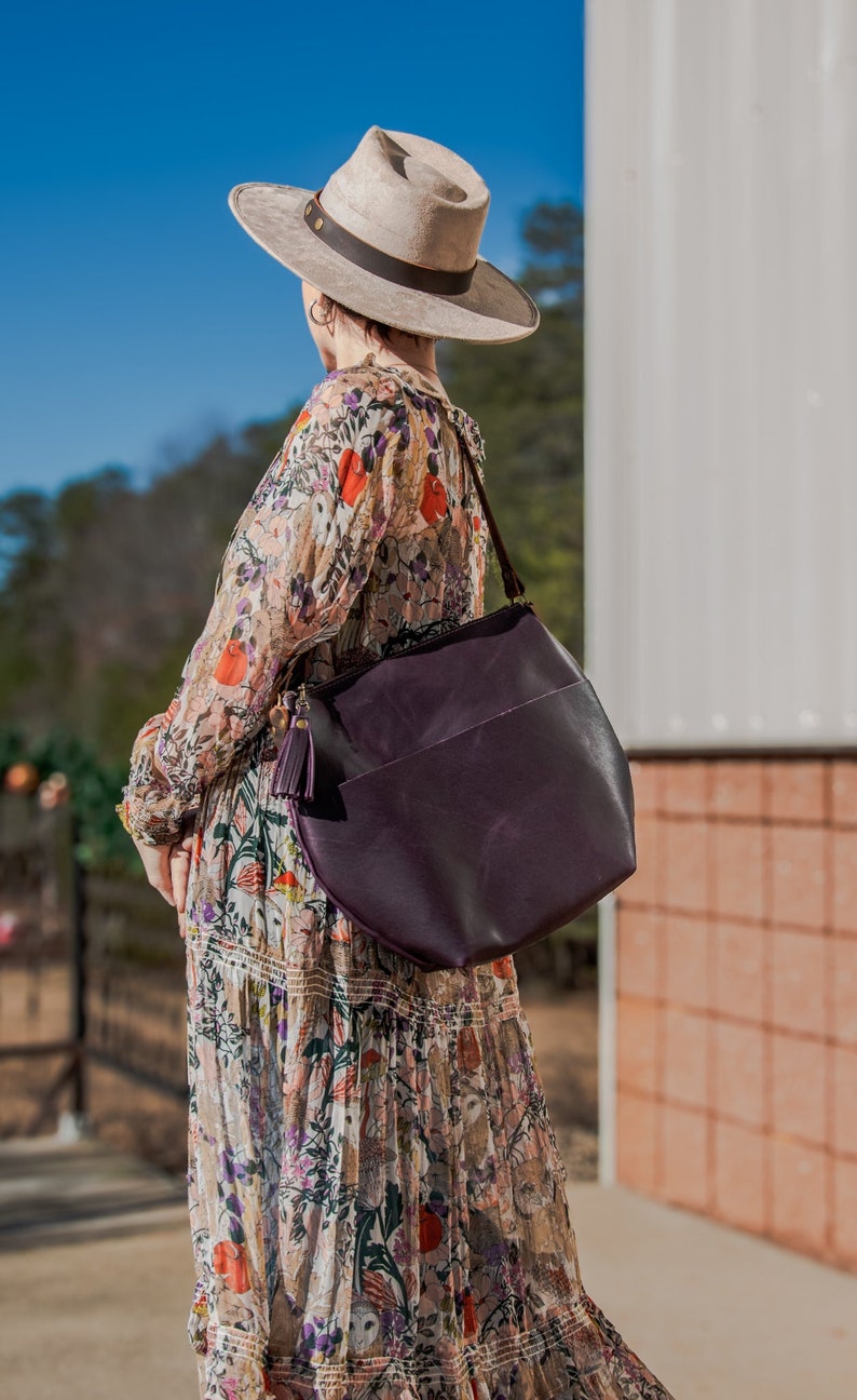 LIMITED RUN Eco-friendly Marie Leather Bag | Multiple Colors | Curved boho style with Tassel