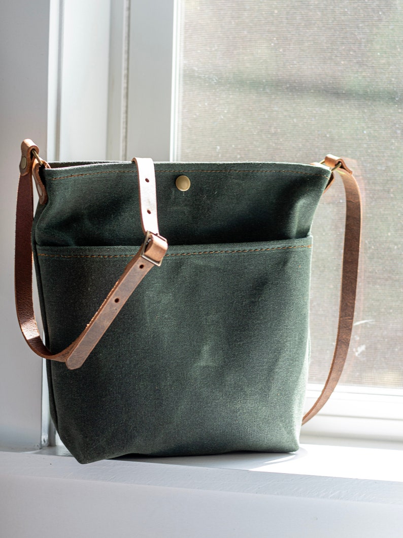 Waxed Canvas Bag Tote Bag Crossbody Bag Small Made in Etsy