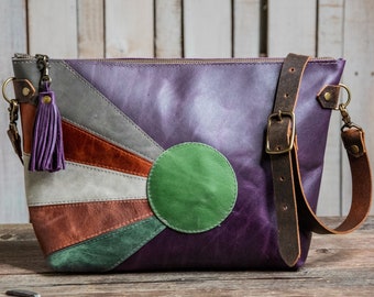 The Purple Rain Sunburst Eco-Friendly Leather Medium Bowler Crossbody Bag | Limited Run