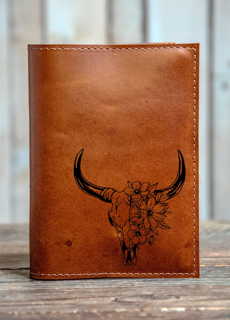 Handmade Leather Journal Personalized Leather A6 Notebook Sketchbook Gift In Blue Handmade the Dark Side Series 6 longhorn skull