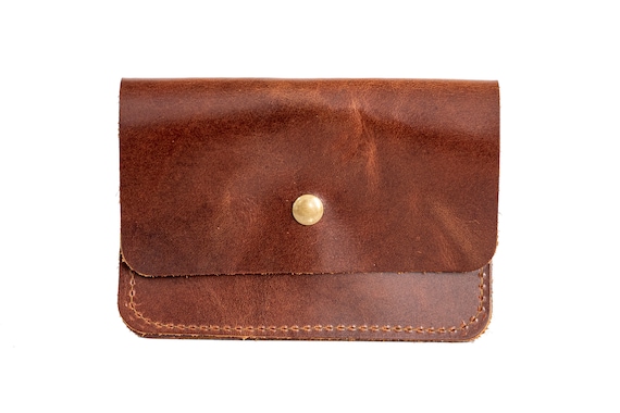 Heather’s Minimalist Wallet – Handmade Full Grain Leather Card Holder & Cash Organizer | Boho Style Bourbon Brown - View #3