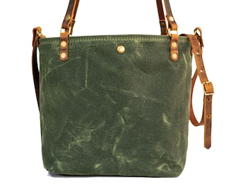Waxed Canvas Bag | Tote Bag | Crossbody Bag | Small | Made in USA | The Small Original Minimalist Tote