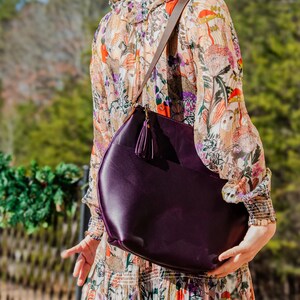 LIMITED RUN Eco-friendly Marie Leather Bag | Multiple Colors | Curved boho style with Tassel