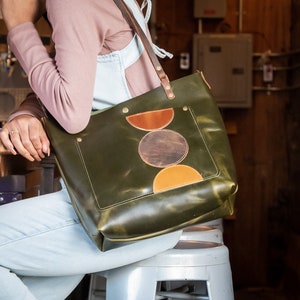 The Abstract Leather Tote Bag Limited Edition Handmade Purse Made in the USA Leather Handbag image 8