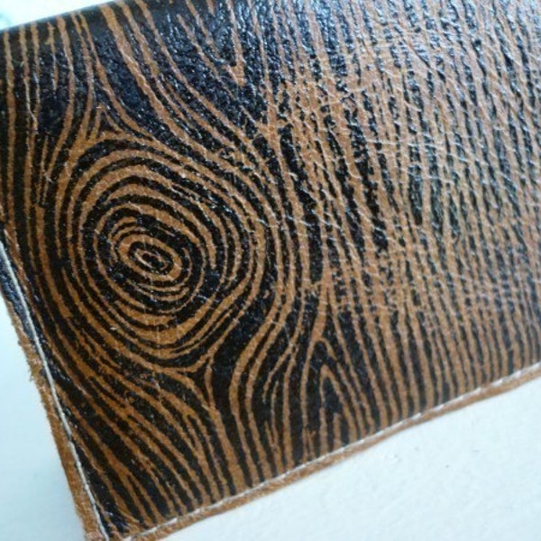 small card wallet leather handprinted woodgrain