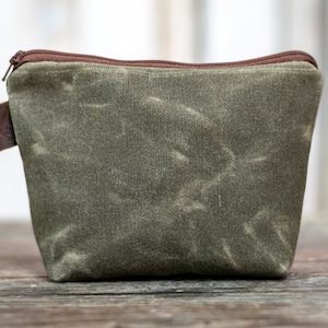 Made in USA Waxed Canvas Pouch Zipper Pouch Pencil Pouch image 8