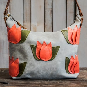 Limited Run | The Spring Tulip Boho Bag! | Eco-tanned Lunar Grey Leather