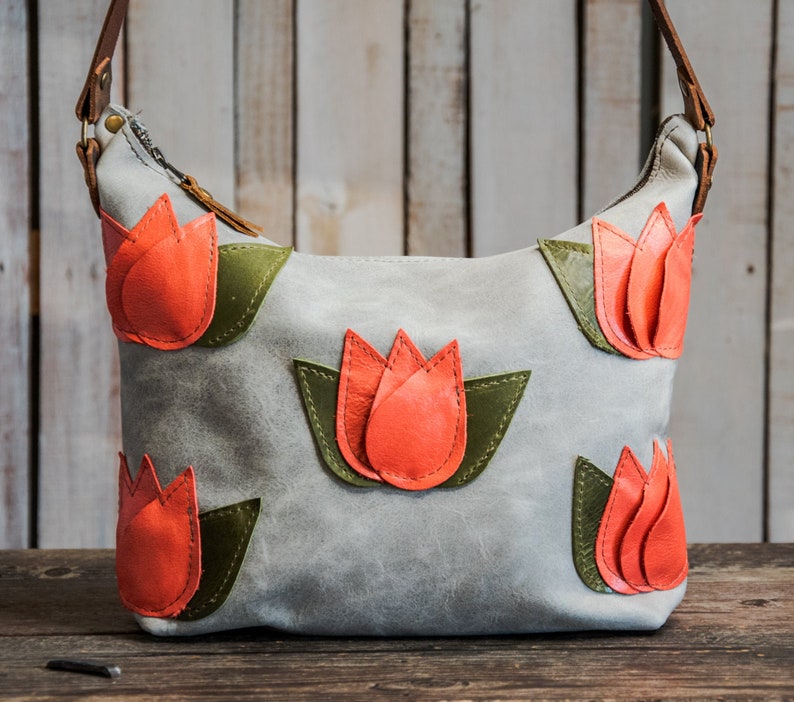 Limited Run | The Spring Tulip Boho Bag! | Eco-tanned Lunar Grey Leather