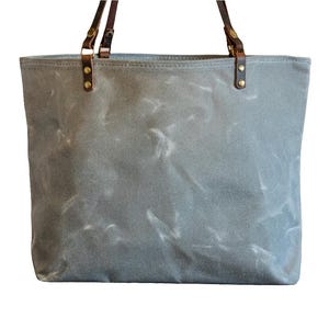 Ready to Ship | Handmade Waxed Canvas Bag | Large Classic | farmers market tote | Lite Gray
