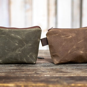 Cartera pequeña impermeable con cremallera de lona encerada hecha a mano / Monedero / Hecho en EE. UU. imagen 9