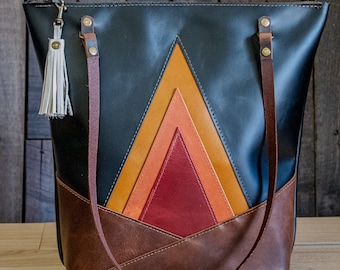 LIMITED EDITION  | The Mandella Campfire North South tote | Black Colorblock