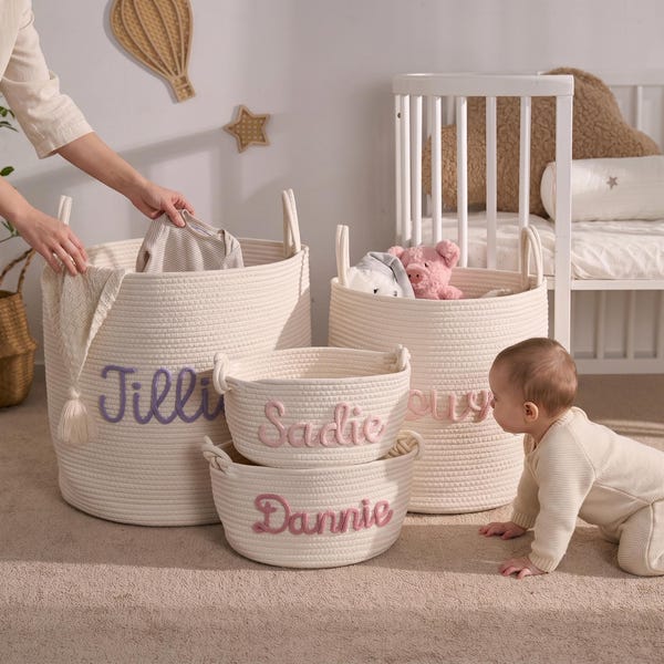Custom Handmade Basket | Cotton rope weaving | Storage Basket | XS-XL | Option Icons
