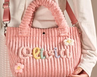Custom Corduroy Crossbody Bag | Personalized Kids Handbag
