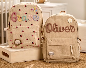 Custom Corduroy Backpack | Personalized Name Toddler School Bag
