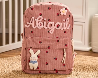 Zaino per bambini in velluto a coste personalizzato / Borsa scolastica con nome personalizzato