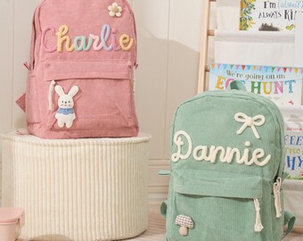 Custom Corduroy Backpack | Personalized Name Toddler School Bag