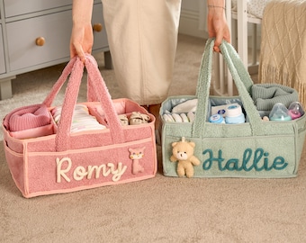 Custom Baby Organizer Tote | Embroidered Sherpa Nursery Storage