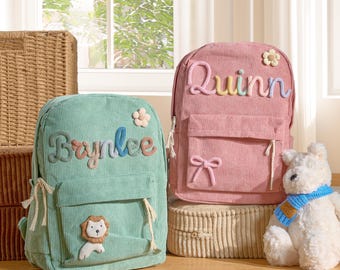 Custom Corduroy Kids Backpack | Personalized School Book Bag