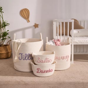 Name Handmade Korb | Aufbewahrungsbox | Baby Geschenke | Baby Spielzeug Korb | Spielzeugkorb | Baby Name Geschenk