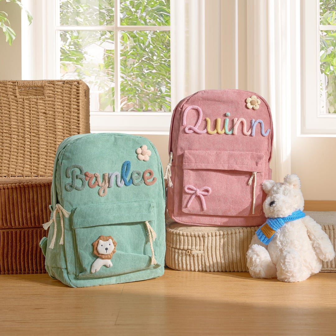 Custom Corduroy Kids Backpack | Personalized School Book Bag - Etsy